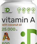 Deal Supplement High Potency Vitamin A 25000 IU 500 Coconut Oil Softgels | Easily Absorbed Natural Fish Liver Oil Source Vitamins for Eye Immune & Skin Health Easy to Swallow Non-GMO
