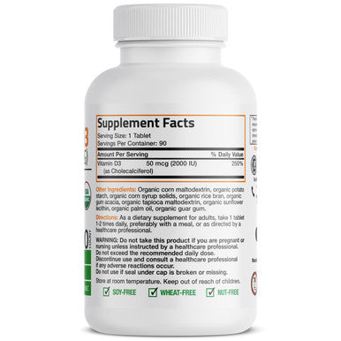 Bronson Vitamin D3 USDA Certified Organic - 2,000 IU 90 Count