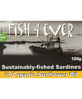 Fish 4 Ever Sustainably-Fished Sardines in Organic Sunflower Oil 120g