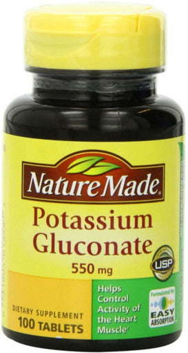 Nature Made Potassium Gluconate 550Mg 100 Tablets (Pack Of 5)