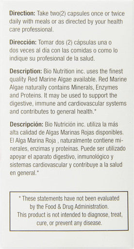 Red Marine Algae 60 VEG CAPS By Bio Nutrition Inc