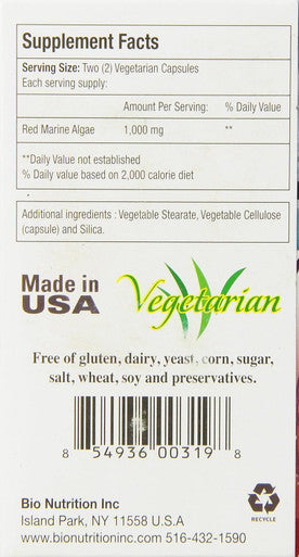 Red Marine Algae 60 VEG CAPS By Bio Nutrition Inc