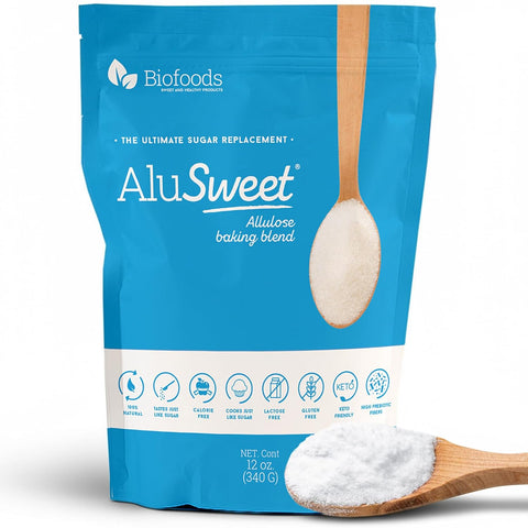 Alusweet 2-Pack Kit Includes (1) Allulose Zero Calorie Sweetener & (1) Allulose Monk Fruit & Erythritol Sweetener - 24 oz - 1:1 Sugar Substitute, Keto-Friendly, Organic, Plant-Based Substitute