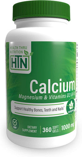 Health Thru Nutrition Calcium 1000mg and Magnesium 400mg with Vitamin D3 K 360 Softgels 4 Month Supply