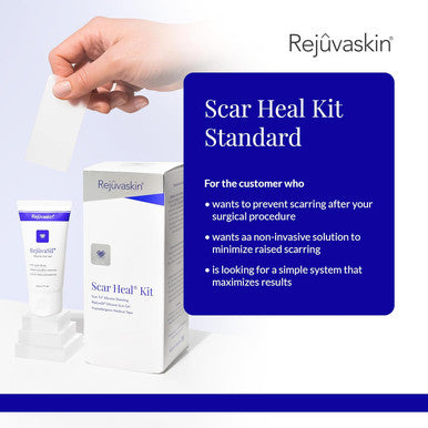 Rejuvaskin Scar Heal Kit For Abdominal Scars, Soften, Flatten, Reduce And Recover, Silicone Sheeting, Rejuvasil Gel & Medical Tape, 1" X 22"