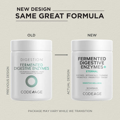 Codeage Fermented Digestive Enzymes Supplement 3-Month Supply - 14 Digestive Enzymes Probiotics Prebiotics Fermented Botanicals Plant-Based Multi Pancreatic Enzymes - 1 Capsule a Day - 90 Capsules
