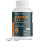 Bronson Vitamin K2 D3 (MK7) Supplement Non-GMO Formula 5000IU (125 mcg) Vitamin D3 & 90 mcg Vitamin K2 MK-7 Easy to Swallow Vitamin D & K Complex, 360 Tablets
