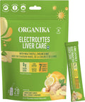 Organika Electrolytes Liver Care - With Milk Thistle, Choline, And Nac - Lemon Honey Ginger Flavour - Liver Support + Protection, Electrolyte Balance, Immune Support, Sugar- - 20 X 6G Sachets