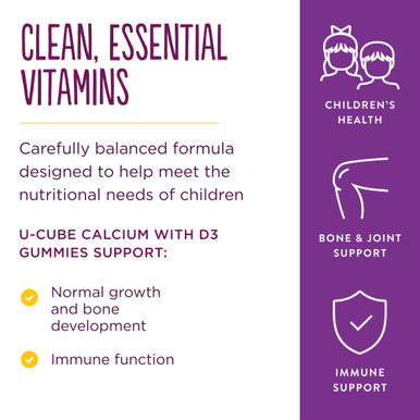 Solgar U-Cubes Children'S Calcium With Vitamin D3 60 Gummies - 3 Flavors Pink Lemonade Blueberry & Strawberry - Supports Bone & Teeth Health - Non Gmo Gluten Free Dairy Free - 30 Servings