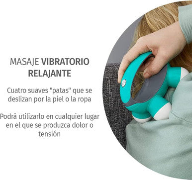 Homedics Quatro Mini Hand Held Massager With Hand Grip Battery Operated Vibration Massage 4 Massage Nodes, Powered By 2 Aaa Batteries (Included) Assorted Colors