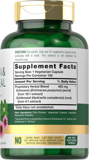 Carlyle Echinacea Goldenseal Capsules | 150 Count | Vegetarian Non-GMO Gluten