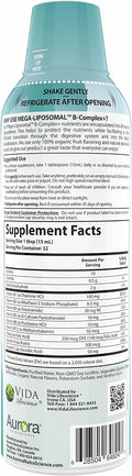 Aurora Nutrascience MegaLiposomal BComplex + Vitamin C Supports Energy Immune and Nervous System Health Gluten NonGMO SugarFree Orange Flavor 10 Single Serve Packets