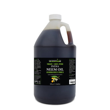 Greenive - Neem Oil - 100% Organically Grown Neem Oil - Cold Pressed Virgin Neem Oil - (128 Ounce (1 Gallon
