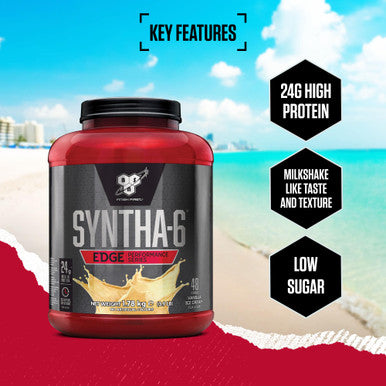 BSN Nutrition Protein Powder Syntha 6 Edge Low Carb and Sugar Whey Protein Shake with Whey Protein Isolate, Micellar Casein, Glutamine and Amino Acids, Vanilla Ice Cream, 48 Servings, 1.78 kg
