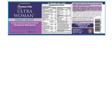 Puritans Pride Ultra Women Daily Multi Timed Release, 180 Count
