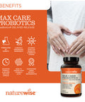 Naturewise Max Probiotics For Men & Women | Delayed Released Capsule 30 Billion Cfu With 12 Highly Effective Strains, Shelf Stabl