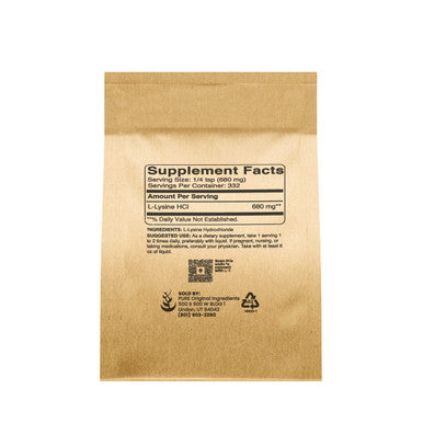 PURE ORIGINAL INGREDIENTS L-Lysine Hcl (8 Oz) Alpha Amino Acid, Non-Gmo, Gluten-Free