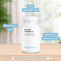 Supersmart SAcetyl Glutathione 300 mg Per Day GSH Tripeptide Antioxidant Protects Against Damage DNA Cells NonGMO Gluten Free 90 Vegetarian Capsules