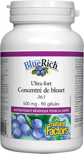 BlueRich by Natural Factors Super Strength Blueberry Concentrate Antioxidant Support for Overall Good Health 90 softgels 30 servings