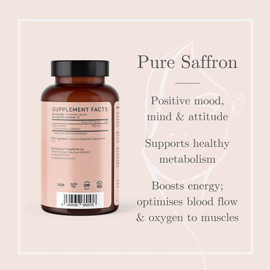 Saffron Supplements Ãƒâ€šÃ¢â‚¬â€œ 100% Saffron Extract Pills for Women Ãƒâ€šÃ¢â‚¬â€œ Supports Energy Boost, Mood, PMS, Mental Clarity & Metabolism - Non-GMO, Gluten Free, 60 Vegan Capsules