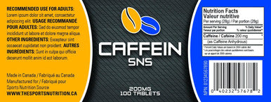 Sports Nutrition Source - Caffeine 200mg 100 Tablets