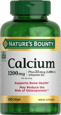Nature's Bounty Calcium Carbonate & Vitamin D Supports Immune Health & Bone Health 1200Mg Calcium & 1000Iu Vitamin D3 120 Softgels