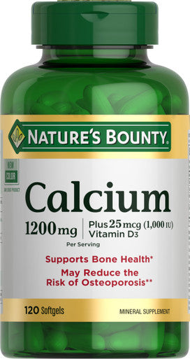 Nature's Bounty Calcium Carbonate & Vitamin D Supports Immune Health & Bone Health 1200Mg Calcium & 1000Iu Vitamin D3 120 Softgels