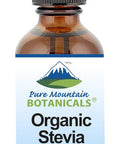 Pure Mountain Botanicals Organic Liquid Stevia Sweetener Alcohol And her Sweet Sugar Substitute Drops - 2Oz Glass Bottle