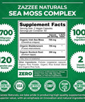 Zazzee Extra Strength Organic Sea Moss Complex, 1700 mg, 100% Organic Ingredients, 120 Vegan Capsules, with Organic Bladderwrack and Organic Burdock Root, Vegan, Non-GMO and All-Natural