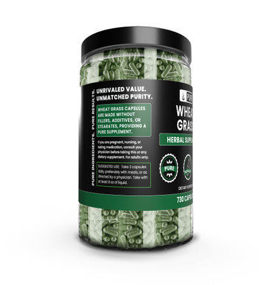 PURE ORIGINAL INGREDIENTS Wheat Grass (730 Capsules) No Magnesium Or Rice Fillers, Always Pure, Lab Verified
