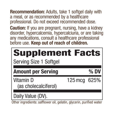 Nature'S Way Vitamin D3 Max, Supports Healthy Bones And Teeth*, Supports Immune Health*, 125Mcg Per Serving, 240 Softgels