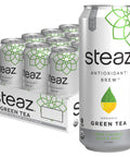 Steaz Organic Green Tea Zero Calorie Raspberry (12 Pack) Antioxidant Brew 65mg Natural Caffeine Vitamin C Stevia Sweetened Iced Tea Vegan Fair Trade 12 Cans 16 fl oz (473mL)