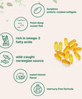 Micro Ingredients Omega 3 Fish Oil DHA Supplements 1000mg with EPA 500mg 200 Softgels Lemon Flavored Burpless (Enteric Coated) | Deep Sea Fresh Fish Wild Caught from Norwegian Waters | Mercury
