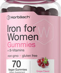 HorbAach Iron Gummies For Women Supplement With B Vitamins 70 Count Grape Flavor Vegan, Non-Gmo & Gluten Free