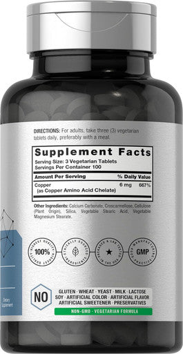 HorbAach Chelated Copper Supplement 6Mg 300 Tablets Essential Trace Mineral Vegetarian, Non-Gmo, Gluten Free
