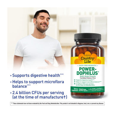 Country Life - Power-Dophilus Dairy-Free Probiotic 12 Billion Cfu'S - 200 Vegan Capsules
