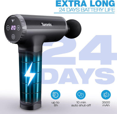 Turonic Gm5 Handheld Massage Gun - Deep Tissue Percussion Massager For Muscle Relaxation, 20 Speeds, 7 Heads, Easy-To-Use, Quiet And Powerful For Athletes Personal Use, Shoulder, Leg, Foot, Back, Body