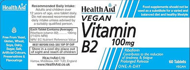 HealthAid Vitamin B2 (Riboflavin) 100mg 60 Tablets