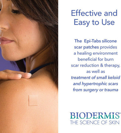 Biodermis Epi-Derm Epi-Tabs, Scar Patches For Old & Scars, Easily Cut To Size 30 Squares, Thinner & More Comfortable, Premium Grade Silicone Scar Tape, 1.25 X 1.25 In - 5 Pack, Natural