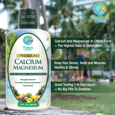Premium Liquid Calcium Magnesium Citrate - Natural formula w/ support for strong bones - Liquid Vitamin Supplement w/ Calcium, Magnesium, Boron & Vitamin D3 Ãƒâ€šÃ¢â‚¬â€œ Up to 98% Absorption Rate- 32oz, 64 Serv