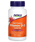 NOW Foods Vitamin D-3 1000 IU, 180 Softgels (Pack 2)