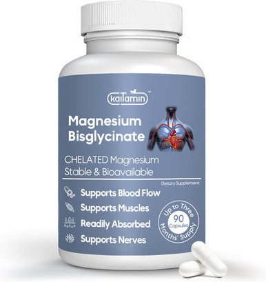 Kaitamin Chelated Magnesium Glycinate 200Mg - 90 Day Supply For Nerve Muscle Bone Joint And Relaxation Support