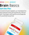 Brain Basics Opti Zinc Plus - Zinc Supplement with Quercetin, EGCG, and Copper. Immune Support Formula - 60 Tablets