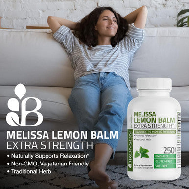 Bronson Melissa Lemon Balm Extra Strength, Non-Gmo, 250 Vegetarian Capsules