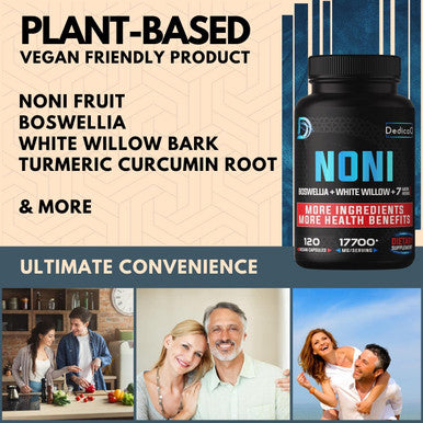Dedicad 20:1 Noni Capsules 17700Mg - Supplement For Immune, Muscle & Digestion Support -10In1 Added Boswellia, Elderberry, Turmer