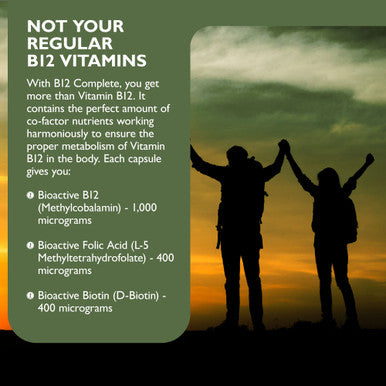 Barefoot Nutrition - B12 Complete High Strength Supplement Methylated B 12 (1000Ãƒâ€šÃ‚Âµg) - with Cofactors Methyl folate (400Ãƒâ€šÃ‚Âµg) & D-Biotin (400Ãƒâ€šÃ‚Âµg) - 60 x 1 A Day Vegan-Friendly Capsules