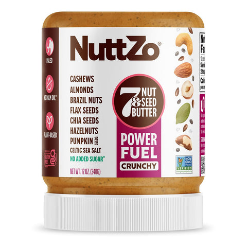 NuttZo Organic Power Fuel 7 Nuts and Seeds Butter, Smooth, Paleo and Keto Friendly, Peanut and Gluten Free, Vegan, Kosher, No Added Sugar or Oil, 12 oz Jar