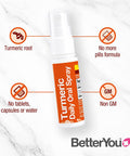 BetterYou Turmeric Oral Spray Liquid Immune Support Supplement, 325mg Strength per Single Spray, 0.85 Fl Ounce (128 Sprays), Orange