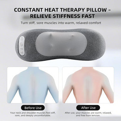 Mustools 2-In-1 Neck & Lumbar Massager Pillow With Heat For Office Chair 3D Rotating Massage Nodes Memory Foam Back Support For Posture Correction Pain Relief & Relaxation At Home Office Travel