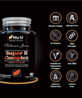 Vitamin B Complex - 8 High Strength B Vitamins & Vitamin C - Vitamins B1, B2, B3, B5, B6, B8, B9 & B12, 90 Timed Release Tablets, 3 Month Supply, Vegan & Vegetarian VIT B Complex